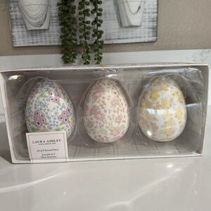 Laura Ashley Floral Eggs Seasonal Decor - Set of 3